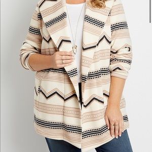 NWT Maurcies Mix Stripe Open Front Hooded Coatigan